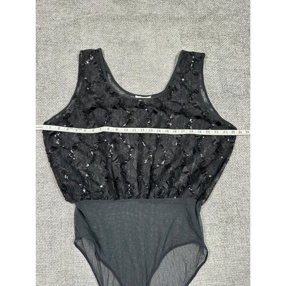 NWOT Vintage Delicates Bodysuit Womens 2X 22/24 Black Sheer Sequin‎ Sexy - Picture 5 of 15